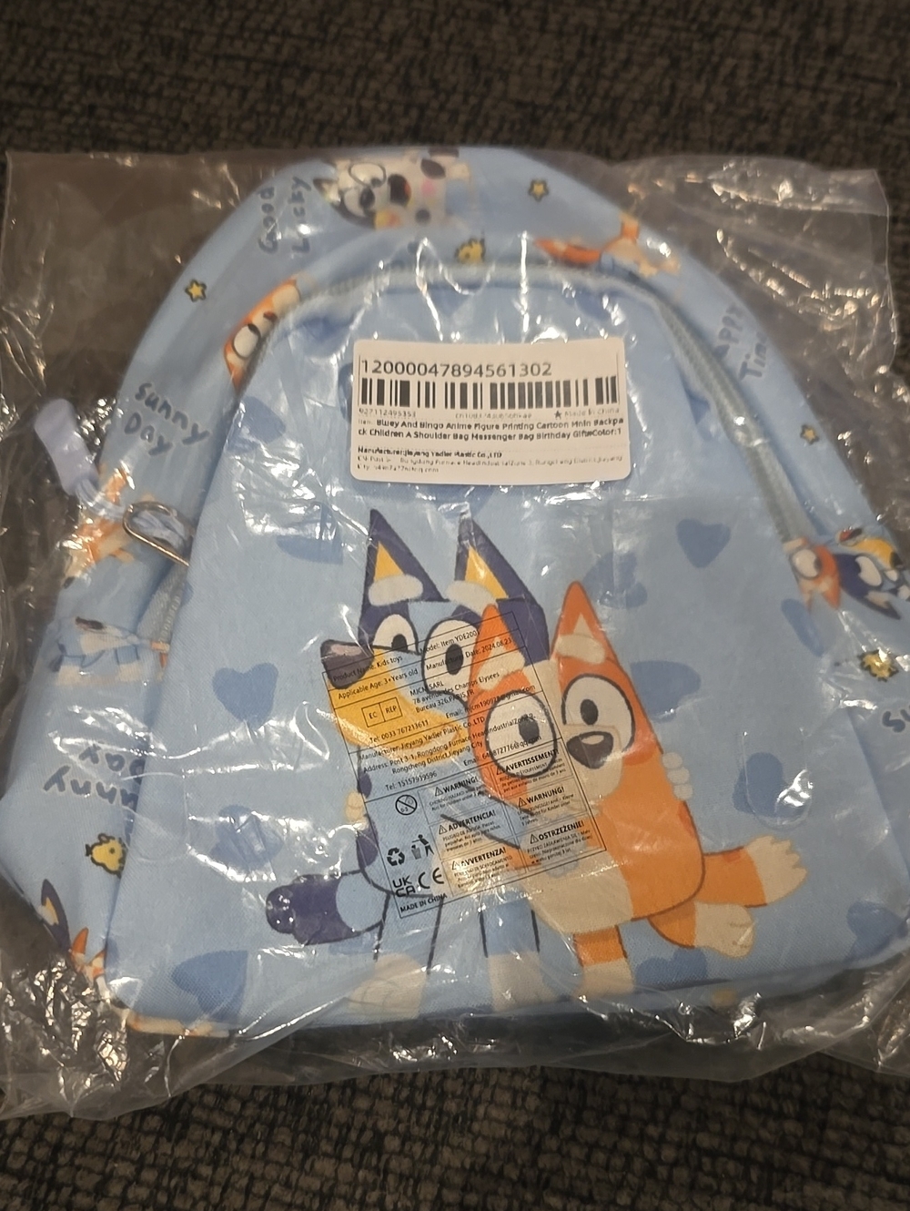 Blue Kids Mini Backpack with Cartoon Bluey & Bingo